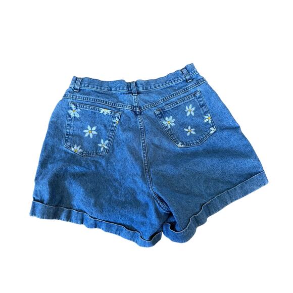 Vintage 90s Cenza by Palmetto's denim blue jean shorts daisy pockets - Picture 1 of 8